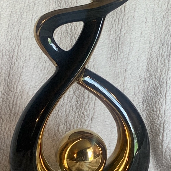 Norrclp Home Decor Modern Abstract art Ceramic Statue 12.5”x 6.5”W BLK/GOLD - Picture 2 of 6